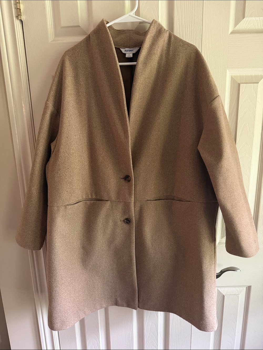 Old Navy Women's Camel/Tan Single-Breasted Wool Blend Coat